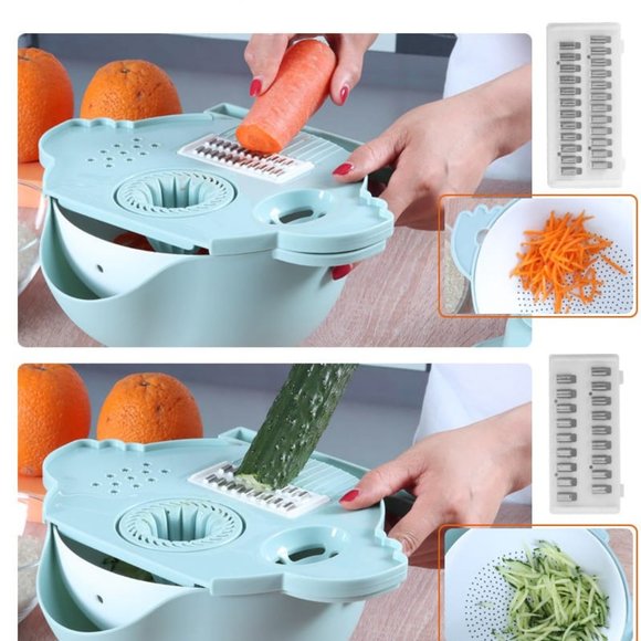 Multifunctional Chopper & 9 in 1 Slicer Vegetable Slicer Drain basket Vegetable - Picture 4 of 10